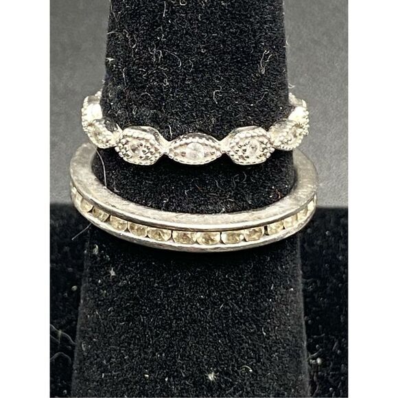 Sterling silver 925 Cz rings one channel set eternity band one filigree style - Picture 1 of 8
